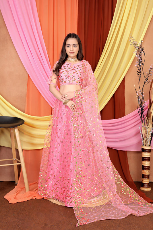 New Party Wear Sequance Lehenga Choli Full Heavy & Fancy Color Full Sequence Work In Lehenga Choli With Beautiful Sequance Worked Blouse{unstitched}.