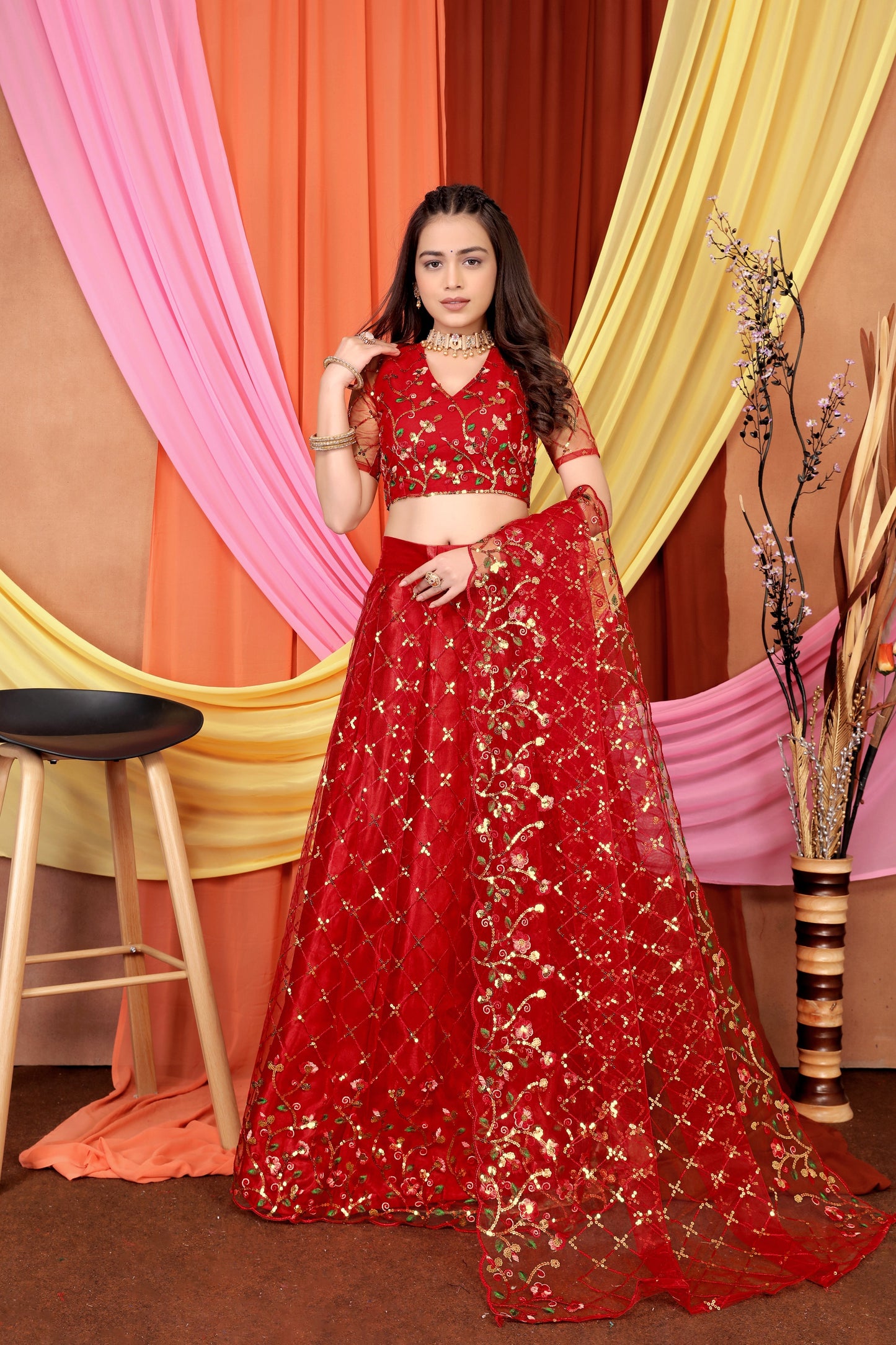 New Party Wear Sequance Lehenga Choli Full Heavy & Fancy Color Full Sequence Work In Lehenga Choli With Beautiful Sequance Worked Blouse{unstitched}.