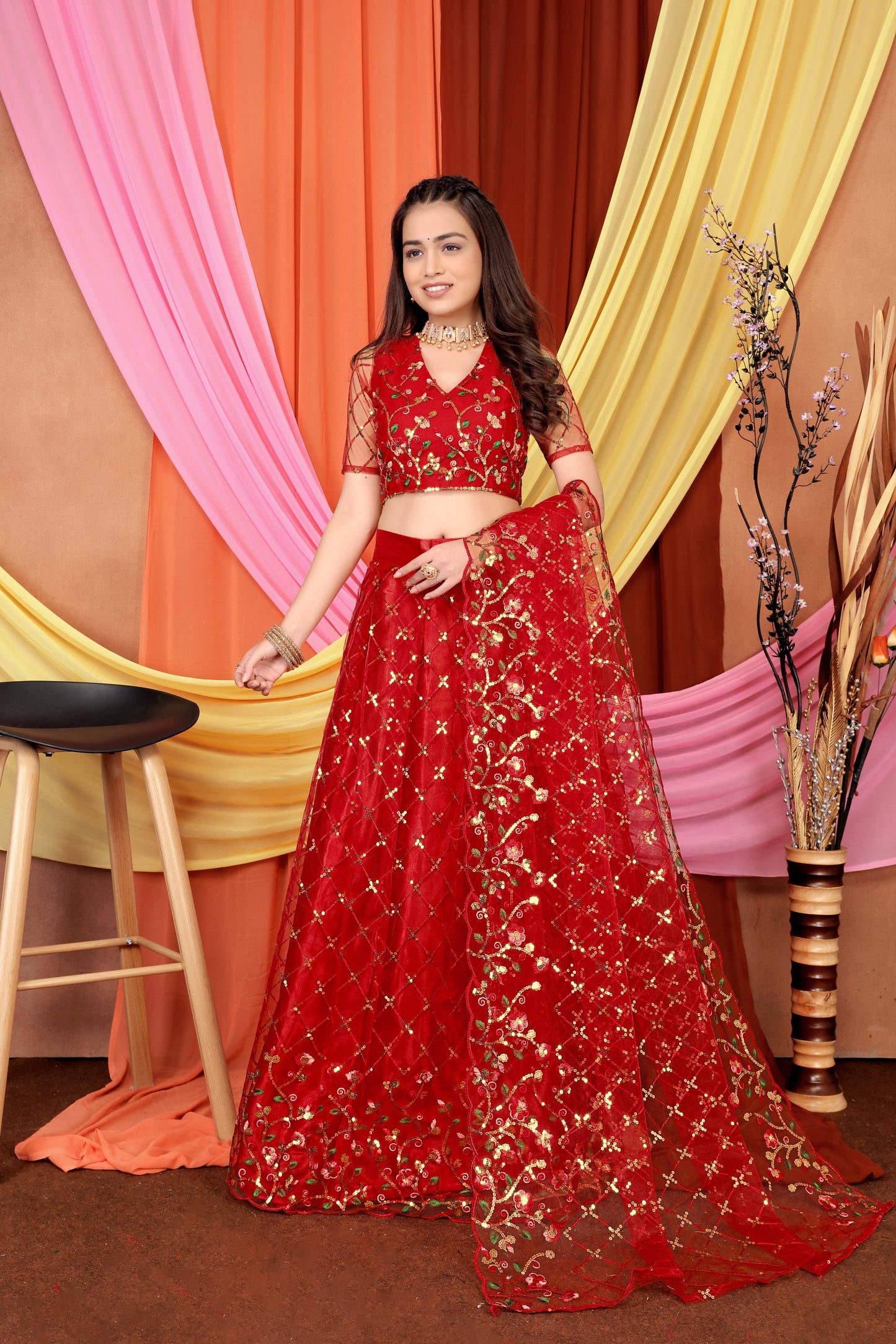 New Party Wear Sequance Lehenga Choli Full Heavy & Fancy Color Full Sequence Work In Lehenga Choli With Beautiful Sequance Worked Blouse{unstitched}.