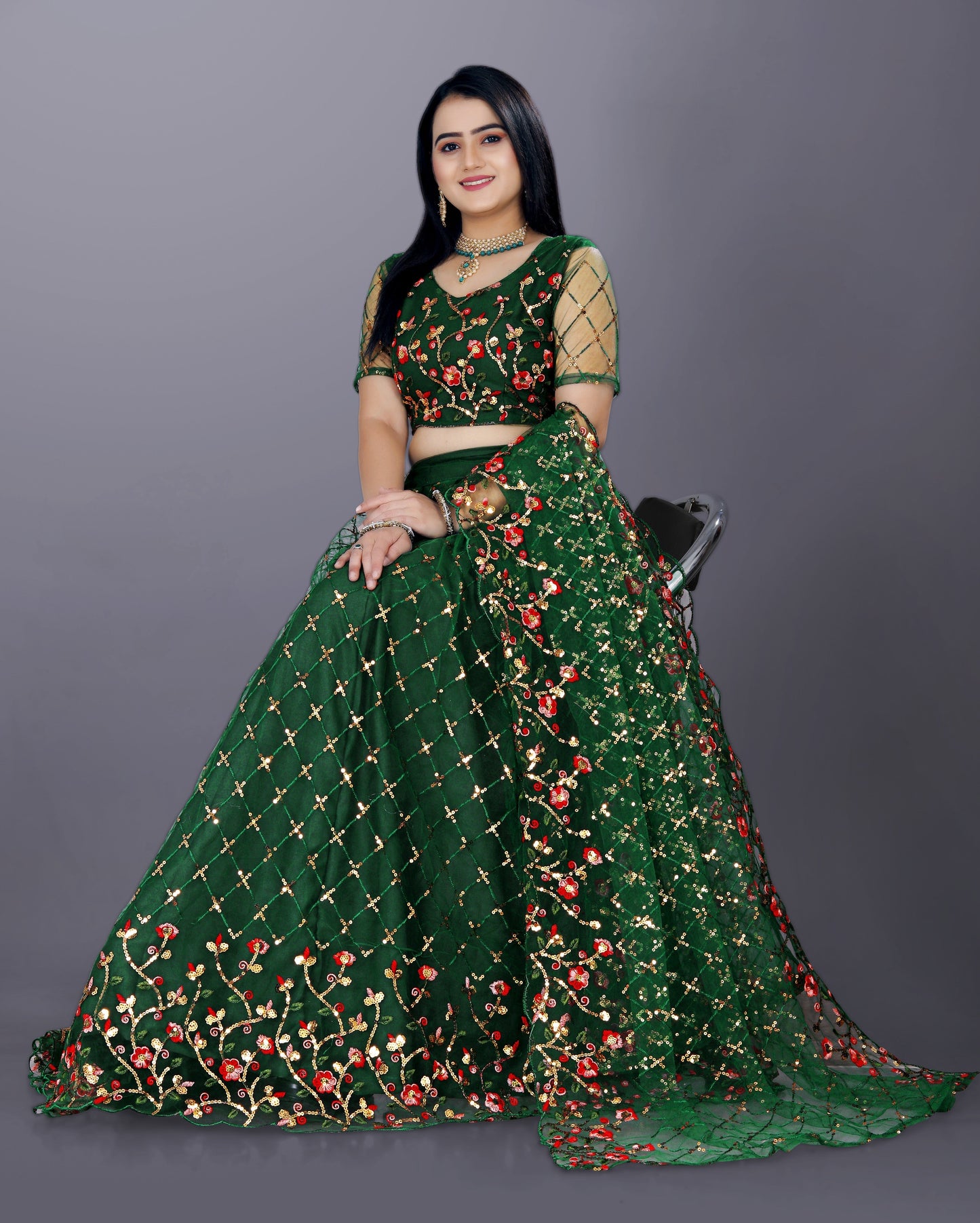 Full Heavy & Fancy Color Full Sequence Work In Lehenga Choli With Beautiful Sequance Worked Blouse.