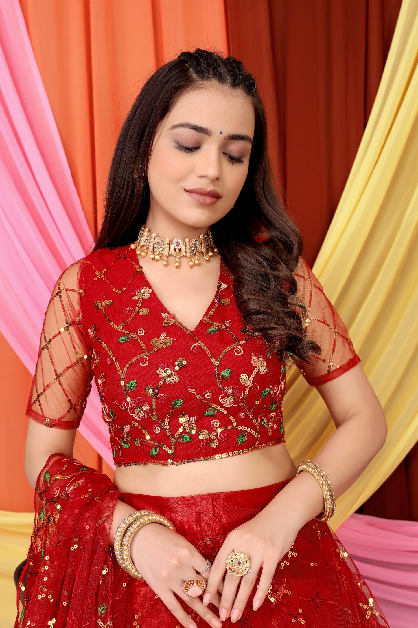 New Party Wear Sequance Lehenga Choli Full Heavy & Fancy Color Full Sequence Work In Lehenga Choli With Beautiful Sequance Worked Blouse{unstitched}.
