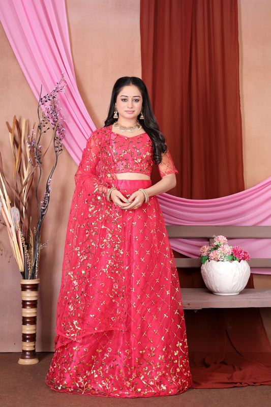 New Party Wear Sequance Lehenga Choli Full Heavy & Fancy Color Full Sequence Work In Lehenga Choli With Beautiful Sequance Worked Blouse{unstitched}.