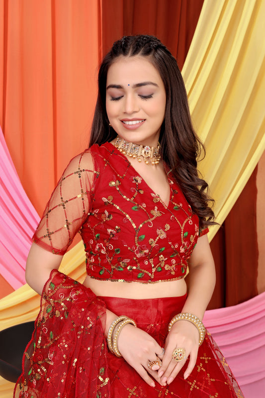 New Party Wear Sequance Lehenga Choli Full Heavy & Fancy Color Full Sequence Work In Lehenga Choli With Beautiful Sequance Worked Blouse{unstitched}.